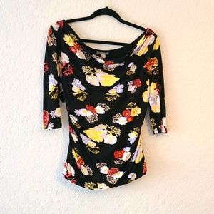 H&M 3/4 Length Sleeve Floral Blouse